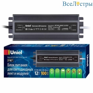 Блок питания Uniel 12V 100W IP67 8,3A UET-VAF-100A67 12V IP67 UL-00007576