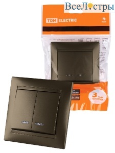 Выключатель двухклавишный с подсветкой Лама TDM Electric SQ1815-0705