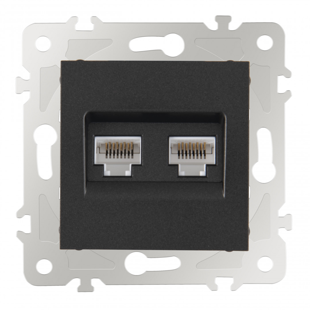 розетка двойная rj45 arte milano 203.45-2.black