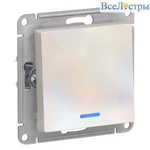 Выключатель 1-клавишный с подсветкой Systeme Electric AtlasDesign Жемчуг ATN000413