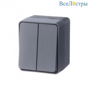 Выключатель 2-клавишный Systeme Electric AtlasDesign Profi54 Наруж Антрацит ATN544051
