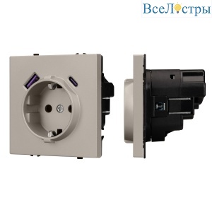 Механизм розетки с USB зарядкой Arlight  SCT-NOBE-MUAC-SFPL-CA (230V, 16A) 059444