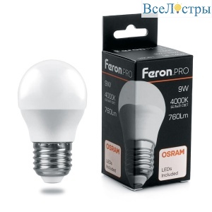 Лампа светодиодная Feron E27 9W 4000K Матовая LB-1409 38081