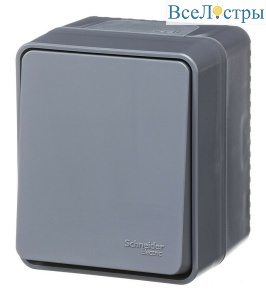 Выключатель кнопочный 1-клавишный 10 АХ Systeme Electric AtlasDesign Profi54 Наруж Антрацит ATN544015
