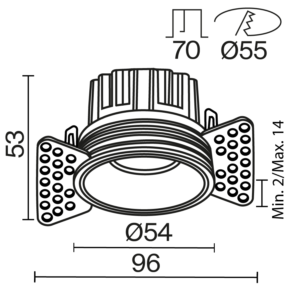 встраиваемый светильник maytoni round dl058-7w2.7k-trs-w