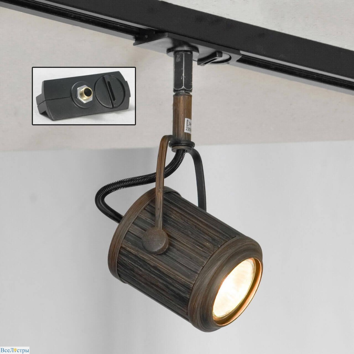 трековый светильник однофазный lussole loft clifton track lights lsp-9131-tab
