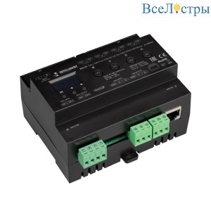 4-канальный релейный модуль Arlight DALI-SWITCH-708-82-4G-D2-DRO-RDM-DIN Black (230V, 4x10A, DMX512) (IARL, IP20 Пластик) 050430