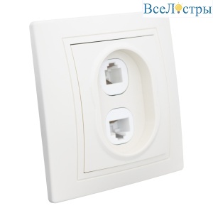 Розетка телефонная RJ11 + компьютерная RJ45 скрытой установки IP20,слоновая кость "Дельта" General 477279