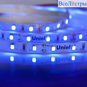 Светодиодная лента Uniel ULS-M11-2835-60LED/m-8mm-IP20-DC12V-4,8W/m-5M-BLUE PROFI катушка в герметичной упаковке