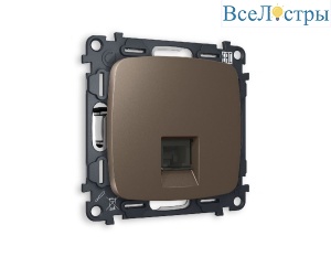 Комплект механизма телефонной розетки RJ-11(4P4C) со шторкой Ambrella Volt Omega MO642030