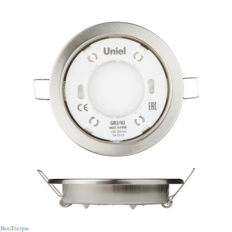встраиваемый светильник (ul-00005054) uniel gx53/h2 nickel 10 prom