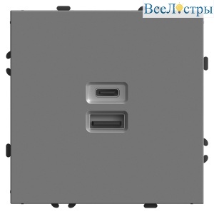 Розетка 2-местная USB + Type C Stekker Эмили RST10-5115-10 49957