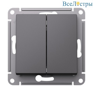 Переключатель 2-клавишный перекрестный, 2 x сх. 7, 10АХ, механизм Systeme Electric AtlasDesign Базальт ATN001473