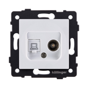 Розетка двойная TV (мама) + RJ45 Cat.6, белый Kollinger REA-021WH для Aspekt, Eleganz, Reflex
