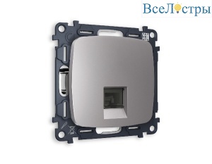 Комплект механизма телефонной розетки RJ-11(4P4C) со шторкой Ambrella Volt Omega MO512030