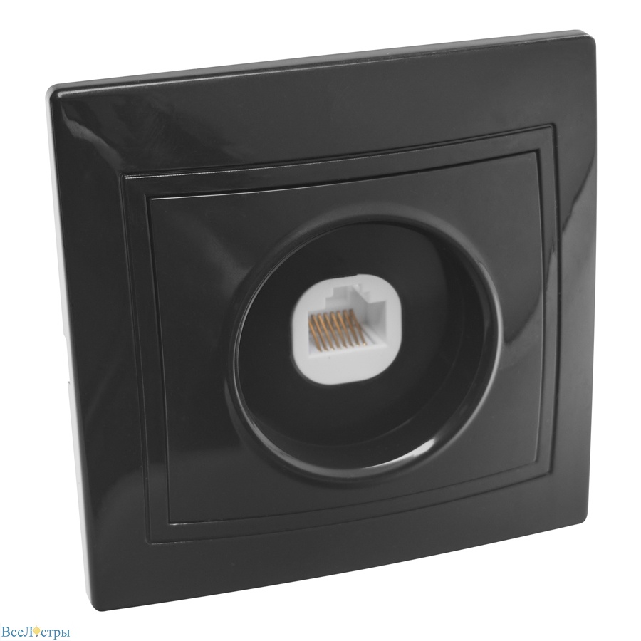 розетка компьютерная rj45 скрытой установки ip20, черная "дельта" general 477330