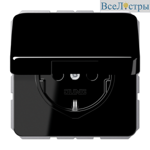 Розетка Schuko с крышкой Jung CD1520BFKLSW
