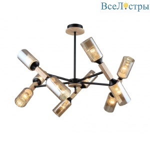 Люстра на штанге IMEX MD.5495-10-S-BK+WOOD