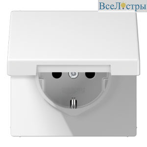 Розетка 2K+З с крышкой Jung LS1520BFKLWW
