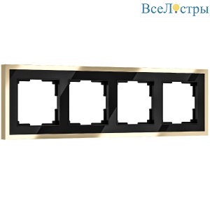 Рамка на 4 поста Werkel Baguette черный/латунь 4690389193323 W0042852 a062784
