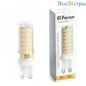 Лампа светодиодная Feron G9 9W 2700K прозрачная LB-434 38146