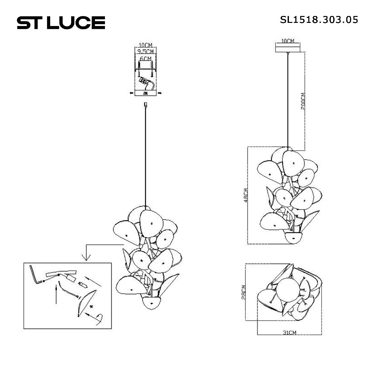подвесной светильник st luce dahlia sl1518.303.05