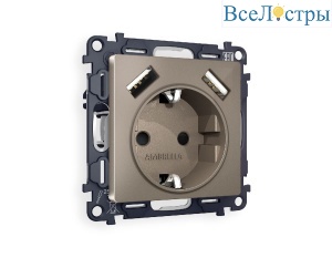 Комплект механизма розетки 2USB A+A 18W (быстрая зарядка) с/з Ambrella Volt Alfa MA639010