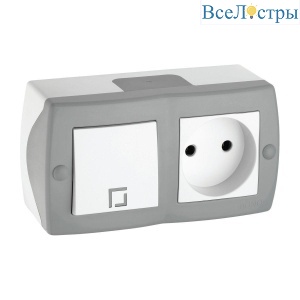 Выключатель - розетка Mono Electric Octans IP20 одноклавишный - 2К бело-серый 104-020001-185