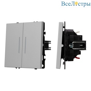 Механизм выключателя двухклавишный непроходной Arlight LED SWT-NOBE-MK02-SFPL-L-IS (230V, 10A) 059418