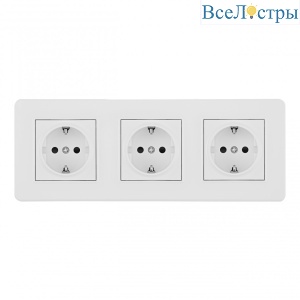 Розетка тройная (трехпостовая) с/з и шторками Arte Milano SET16-3-40-1x3 white