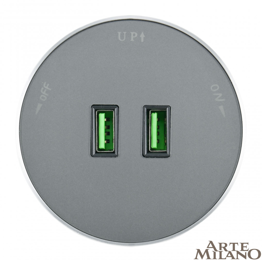 трековая розетка arte milano am-track-sockets 380011ts/usbx2 grey