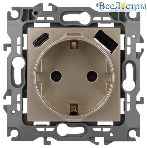 Розетка со шторками с USB type-A+C Эра 12-4108-04 Б0067727
