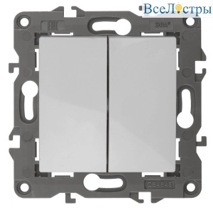 Выключатель двухклавишный ЭРА Elegance 10AX 250V 14-1104-01 Б0034229