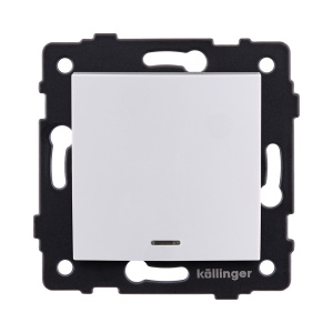 Выключатель 1-клавишный перекрестный 10А/250В с LED подсветкой, изогнутый, белый Kollinger REA-R-015WH для Aspekt, Eleganz, Reflex