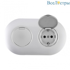 Круглая розетка двойная (двухпостовая) с/з и шторками Arte Milano SET08-2-41-1x2 silver