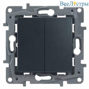 Переключатель двухклавишный Legrand Etika 10A 250V антрацит 672612