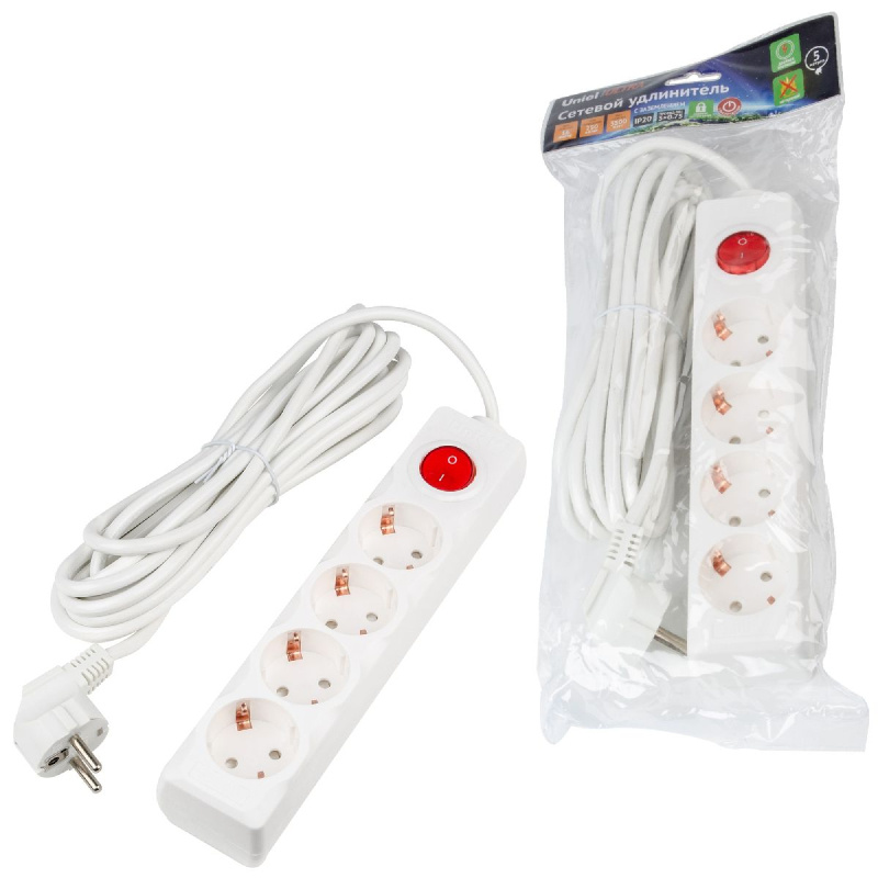 удлинитель бытовой uniel ultra s-gcu4-5b white ul-00010024