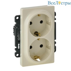 Розетка двойная Legrand Valena Life 16A 250V с/з со шторками безвинтовой зажим слоновая кость 753526