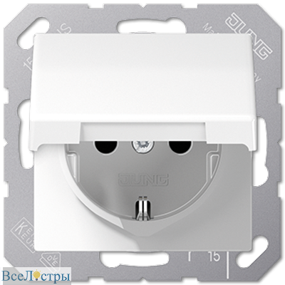 розетка schuko с крышкой jung ep1420klwwm