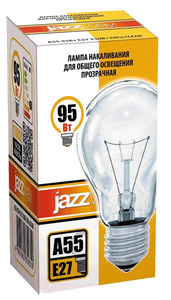 лампа накаливания jazzway e27 95w 2700k прозрачная 2859310
