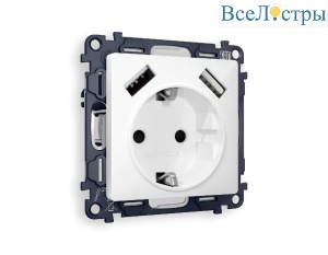 Комплект механизма розетки 2USB A+A 18W (быстрая зарядка) с/з Ambrella Volt Alfa MA109010