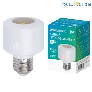 Умный патрон-адаптер Wi-Fi+Bluetooth Е27 Uniel UL-00011712 ULH-A180 E27/WF WHITE