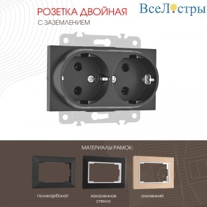 Розетка двойная с заземлением Arte Milano 203.40-2.black