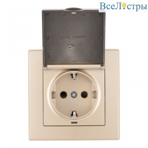 Комплект розетки с/з и шторками, защитной крышкой и рамкой Arte Milano SET06-1-41-1 shampan