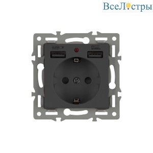 Механизм розетки с USB зарядкой Arlight SCT-MUAA-PL-BK (250V, 16A) 043734