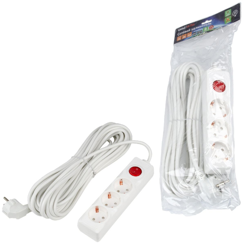 удлинитель бытовой uniel ultra s-gcu3-10b white ul-00010014
