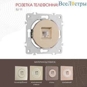 Розетка телефонная RJ11 Arte Milano 202.51-1.shampan