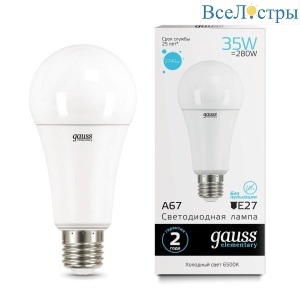 Лампа светодиодная Gauss E27 35W 6500K матовая 70235