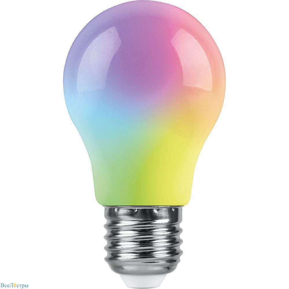 лампа светодиодная feron e27 3w rgb матовая lb-375 38118