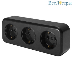Розетка тройная 2P+PE Stekker Брест черный PST16-51-20 39698